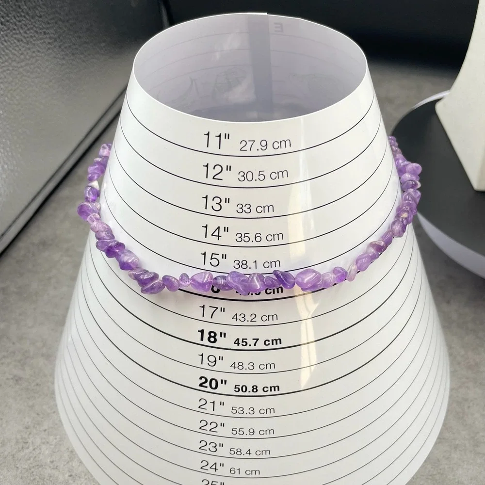 VTG‎ Purple Amethyst Chip Bead Necklace Natural Stone Strand Boho Clavicle Look